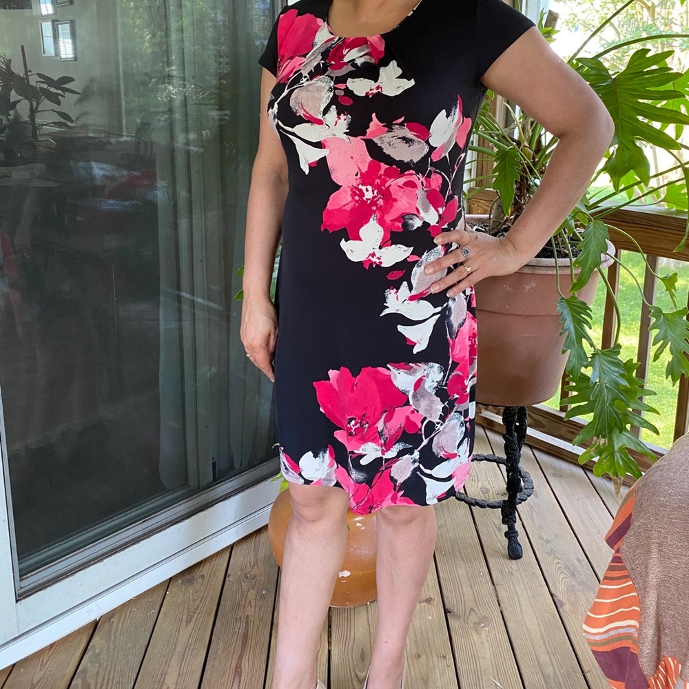 Pink and black floral dress